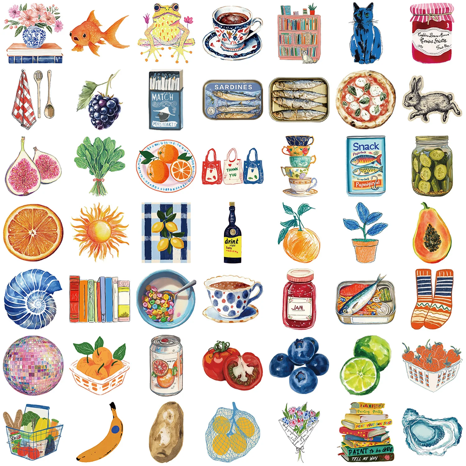 50pcs Retro Vinyl Stickers Pack for Suitcase Water Bottle Laptop Phone Luggage Aesthetics Animals Nature Vinyl Stickers image 3
