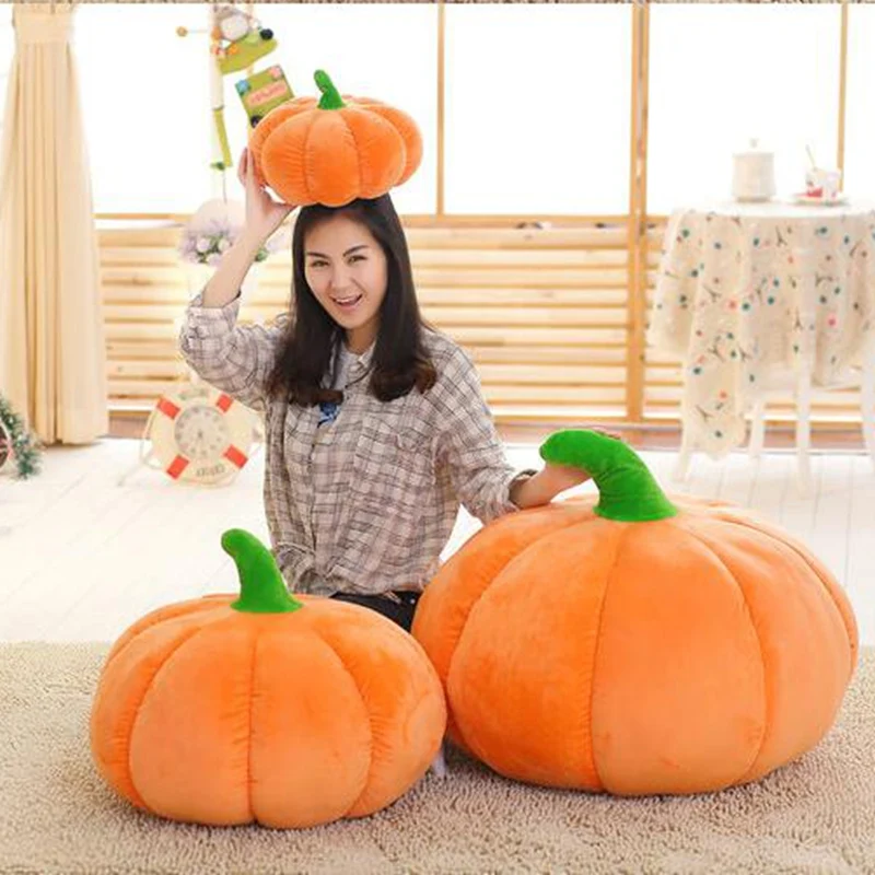 

New Halloween Deco Realistic Pumpkin Plush Toys Lovely Stuffed Plant Dolls Plushie Throw Pillow Sofa Cushion For Girls Xmas Gift