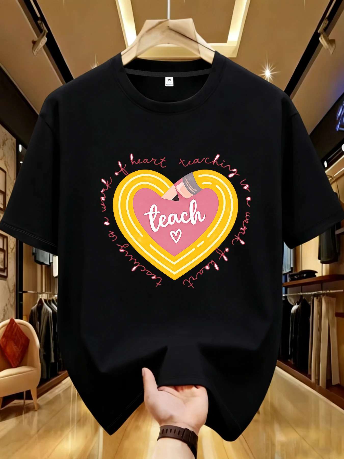 

【WDS01225】Love printing plus size women's round neck T-shirt summer casual street fashion women's Joker short sleeve T-shirt