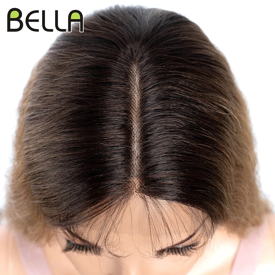 Bella-Peluca de cabello sintético de 40 pulgadas, cabellera larga de onda profunda, color rubio, Marrón degradado, parte HD, fibra resistente al