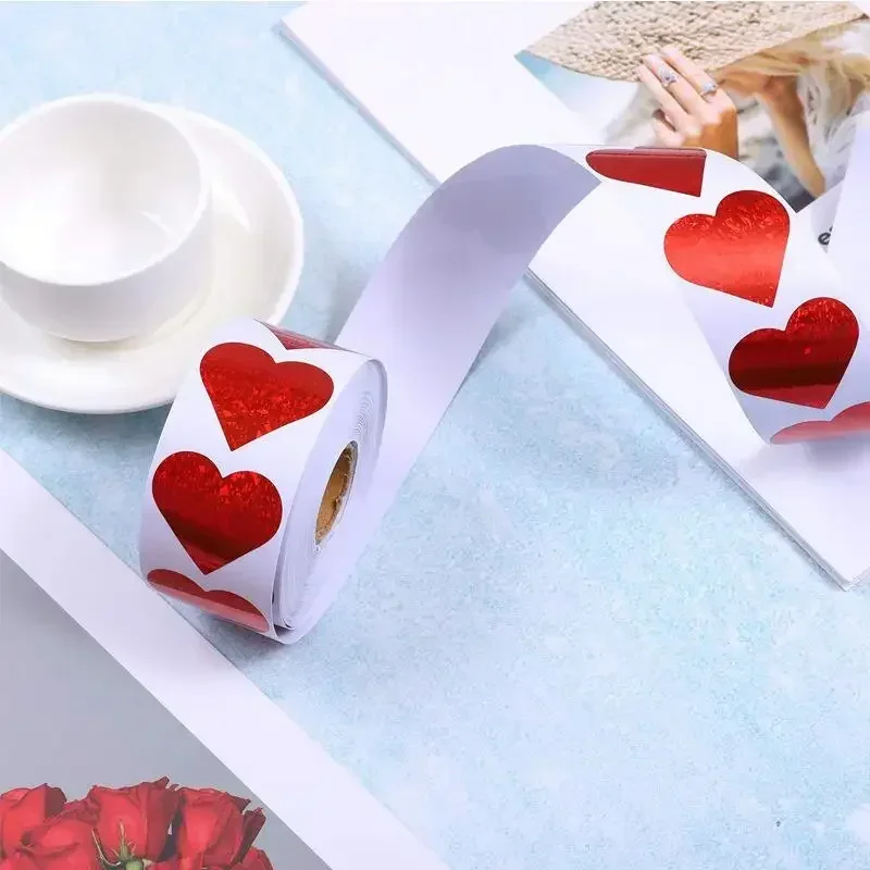 100-500pcs Red Heart Sticker for Valentine's Day Paper Packaging Sticker Valentine's Love Decorative Stickers 1inch Gift Decor