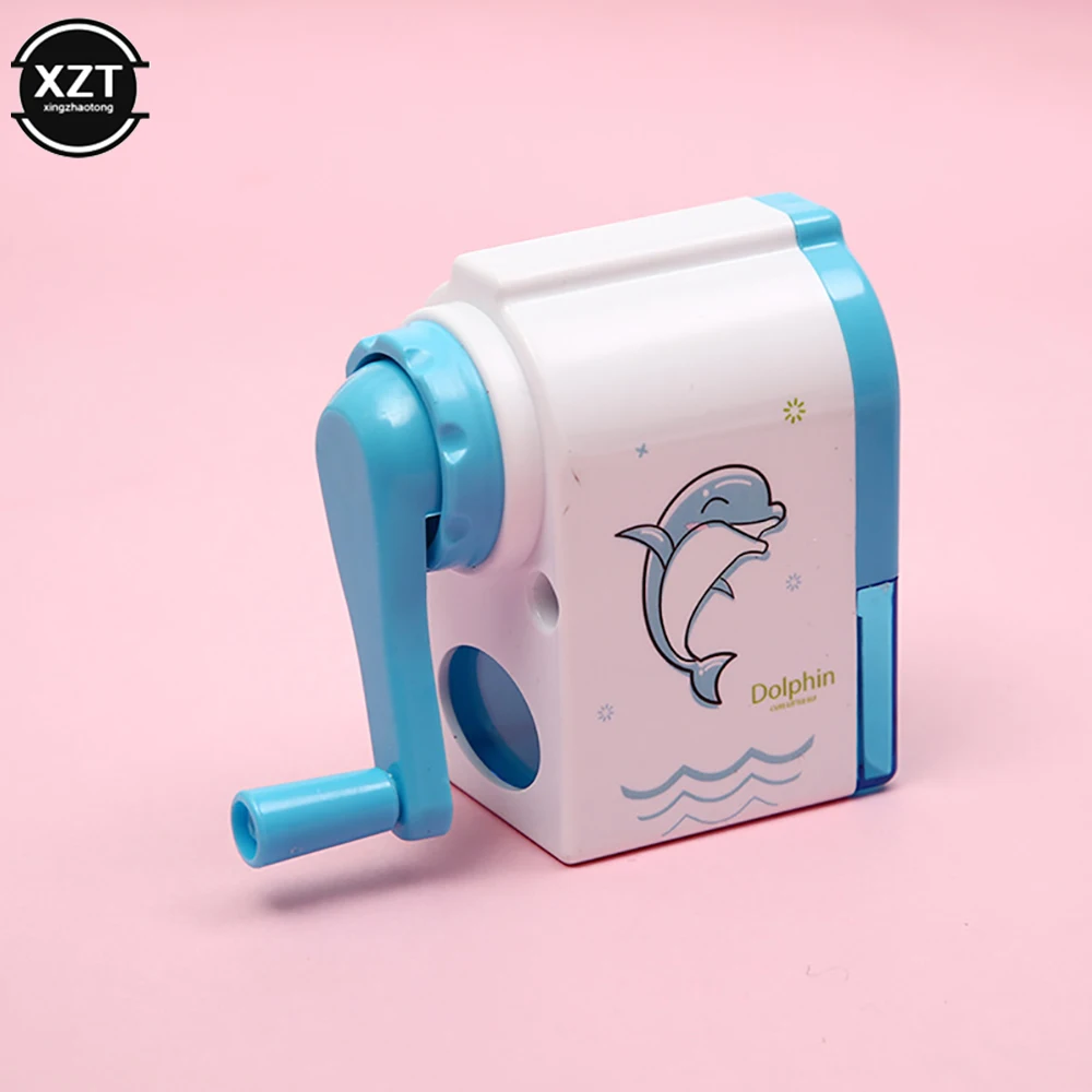 Pencil Knife Tools Cute Dolphin Rotary Pencil Sharpener Long Lasting Blade School Stationery Hand Crank Sharpeners for Childen