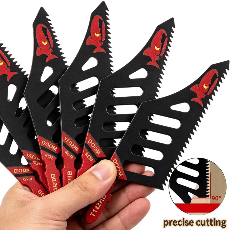 

T-shank Jigsaw Blade Flush Cutting Blades Teeth Wood Aluminum Tight Spaces Cut Tools Heavy Duty Scroll Saws Replaceable Coarse