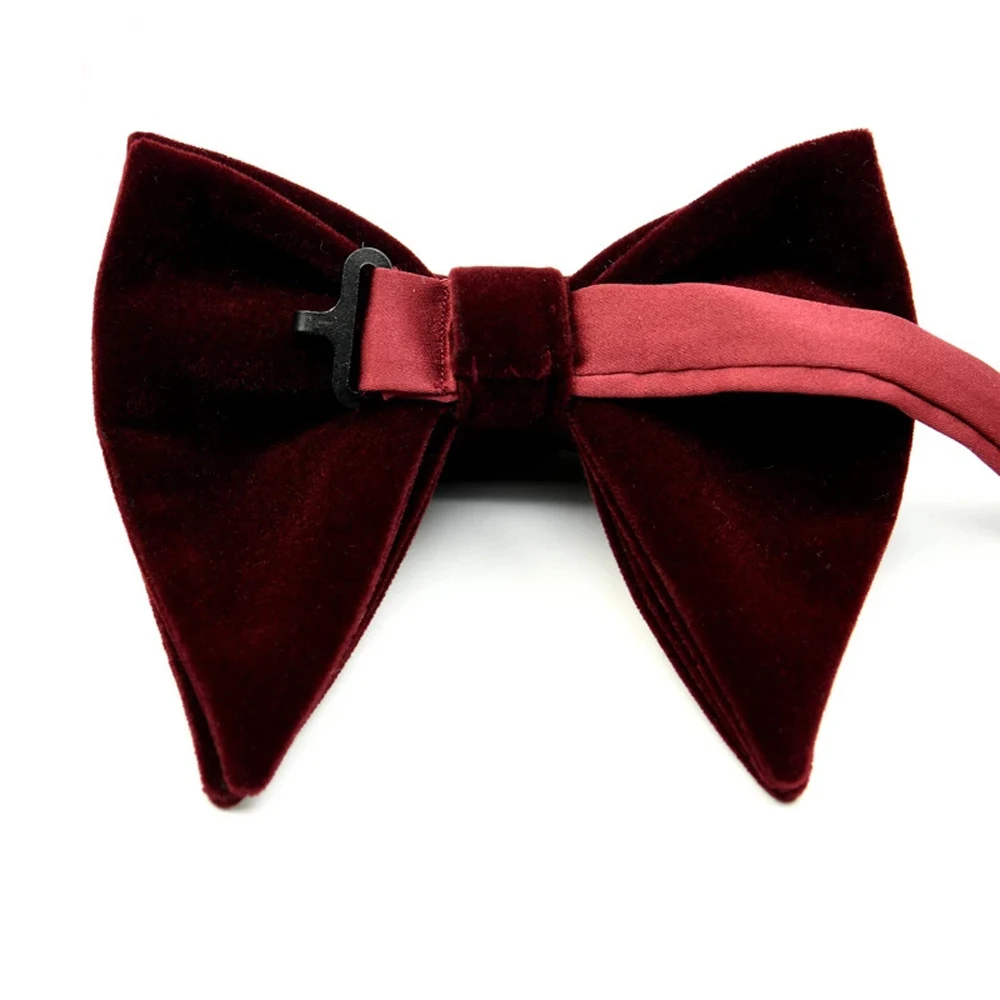 Funeral Groom Women Solid Bow Knot Formal Wear Accessories Planted Velvet Bow Tie Neck Tie Horn Bow Ties