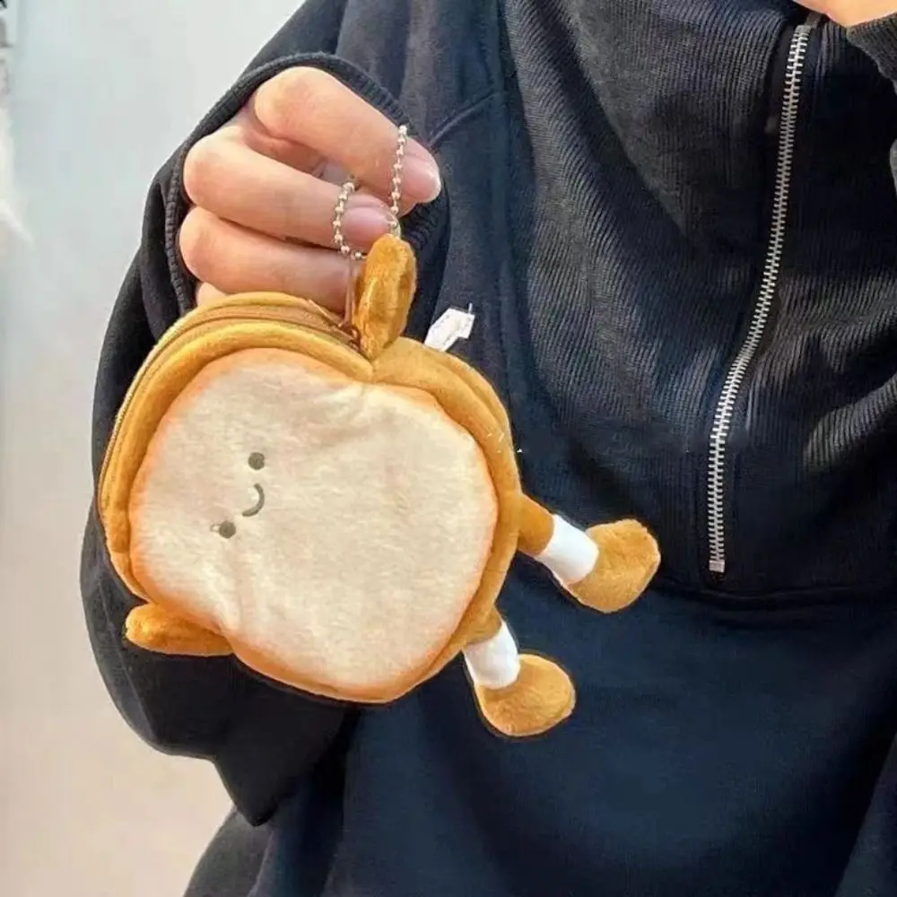 Cartoon Toast Bread Plush Coin Purses Children Coin Purse Earphone Bag Coin Key Bag Doll Bag Pendant Gift