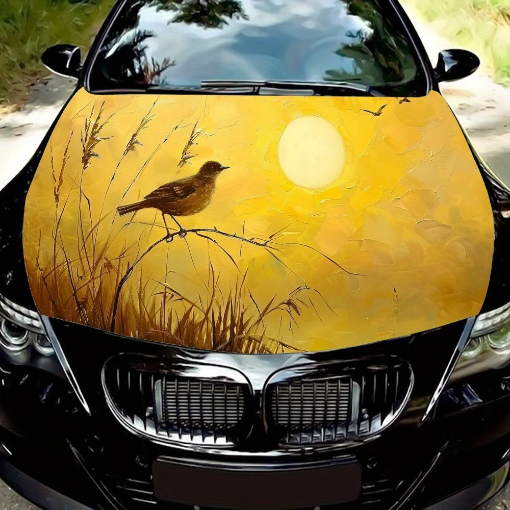 

Sparrow Perching Car Hood Decal,Self-Adhesive PVC hood Sticker,car Decor Scratch Resistant Sticker Protect,Auto Accessories