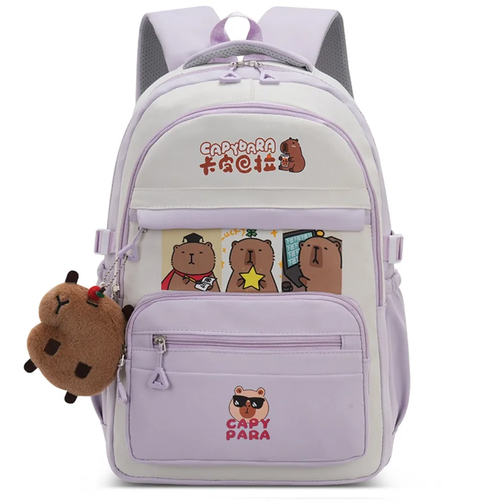 

Trendy Cartoon Capybara Backpack Cute Casual Style School Bag Large Capacity with Pendant Casual Shoulder Bag Travel