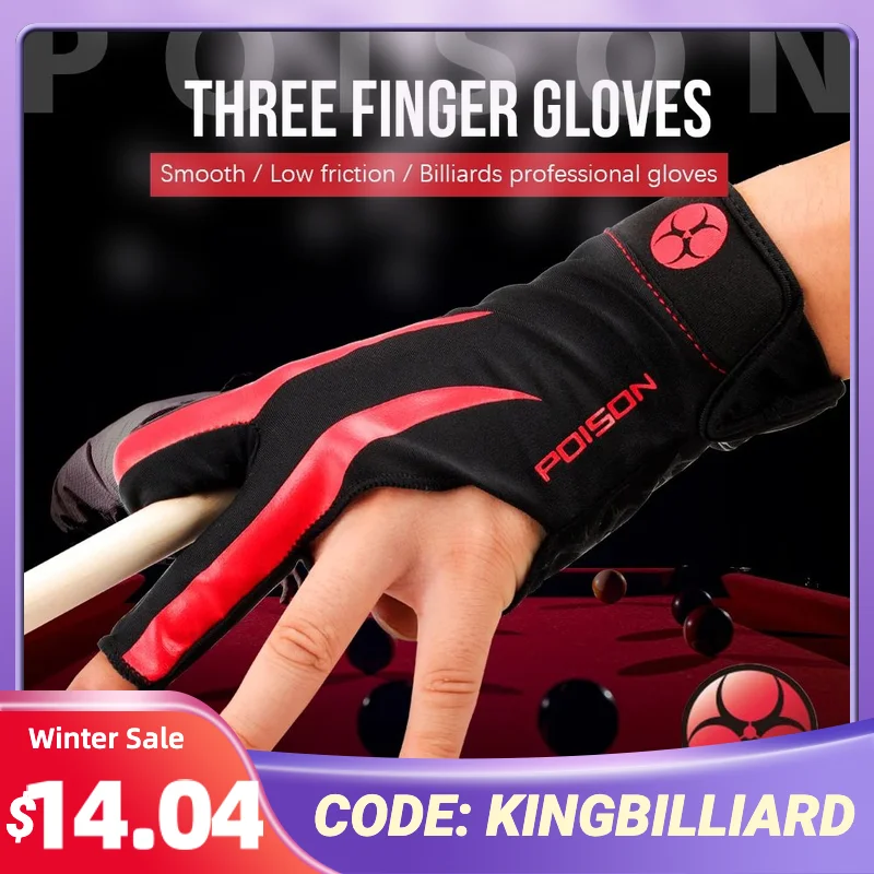 POISON Gloves Billiard Gloves One Piece Non-slip Lycra Fabric Pool Gloves Snooker Glove Profession Billiard Accessories