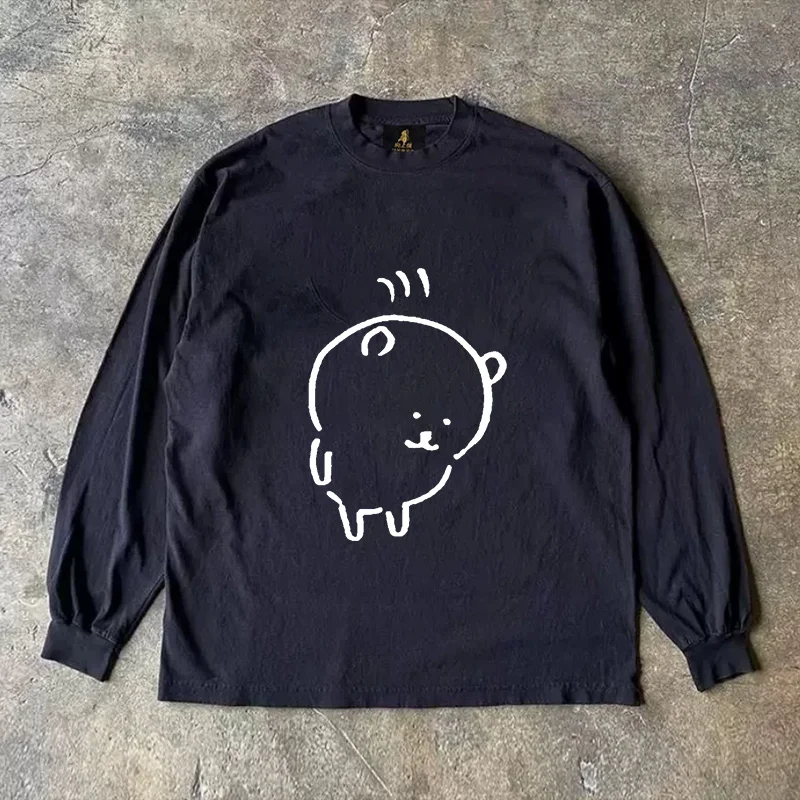 Long Sleeve T-Shirt 310 Pure Cotton Double Thread Women's Style Three Needle Charitable Fundraising Upward Hero American Couple