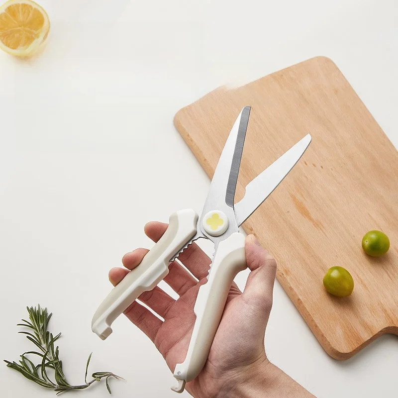 Stainless Steel Kitchen Scissors Multi-Functional Vegetable Chicken Bone Clippers Home Fridge Scissors Durable Short Sleeve T...