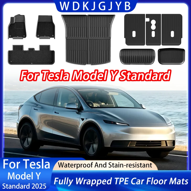 For Tesla Model Y Standard 2025+ TPE Floor Mats Waterproof Luggage Mat Wear-resistant Foot Pads Model Y Trunk Mats Accessories