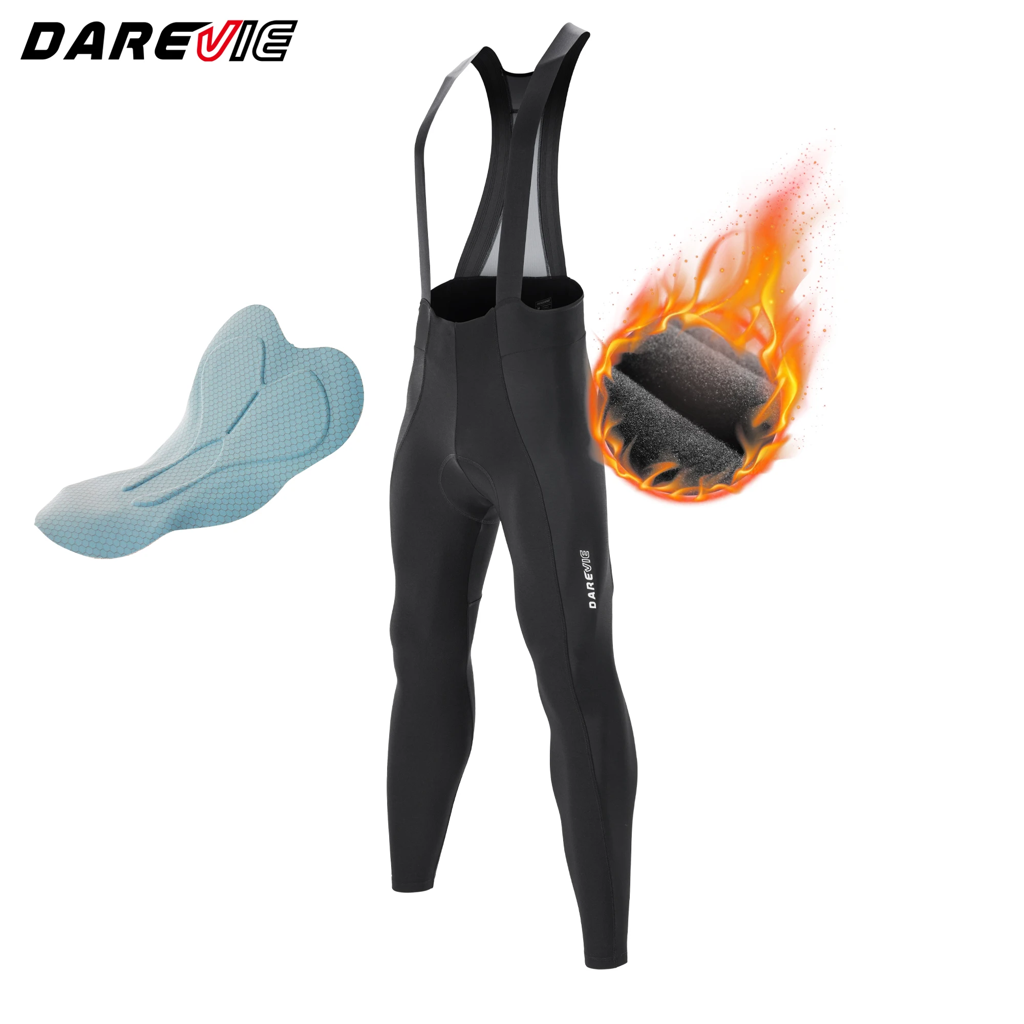 DAREVIE Cycling Bib Pants Winter Thermal Keep Warm Windproof Bretelelle Men's Cycling Moisture Wicking Men's Cycling Clothing