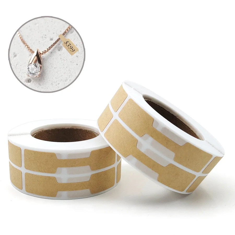 500Pcs Blank Price Size Tag Jewelry Stickers Paper Label Hang Tags for Earring Ring Necklace Bracelet Handwriting Kraft Paper