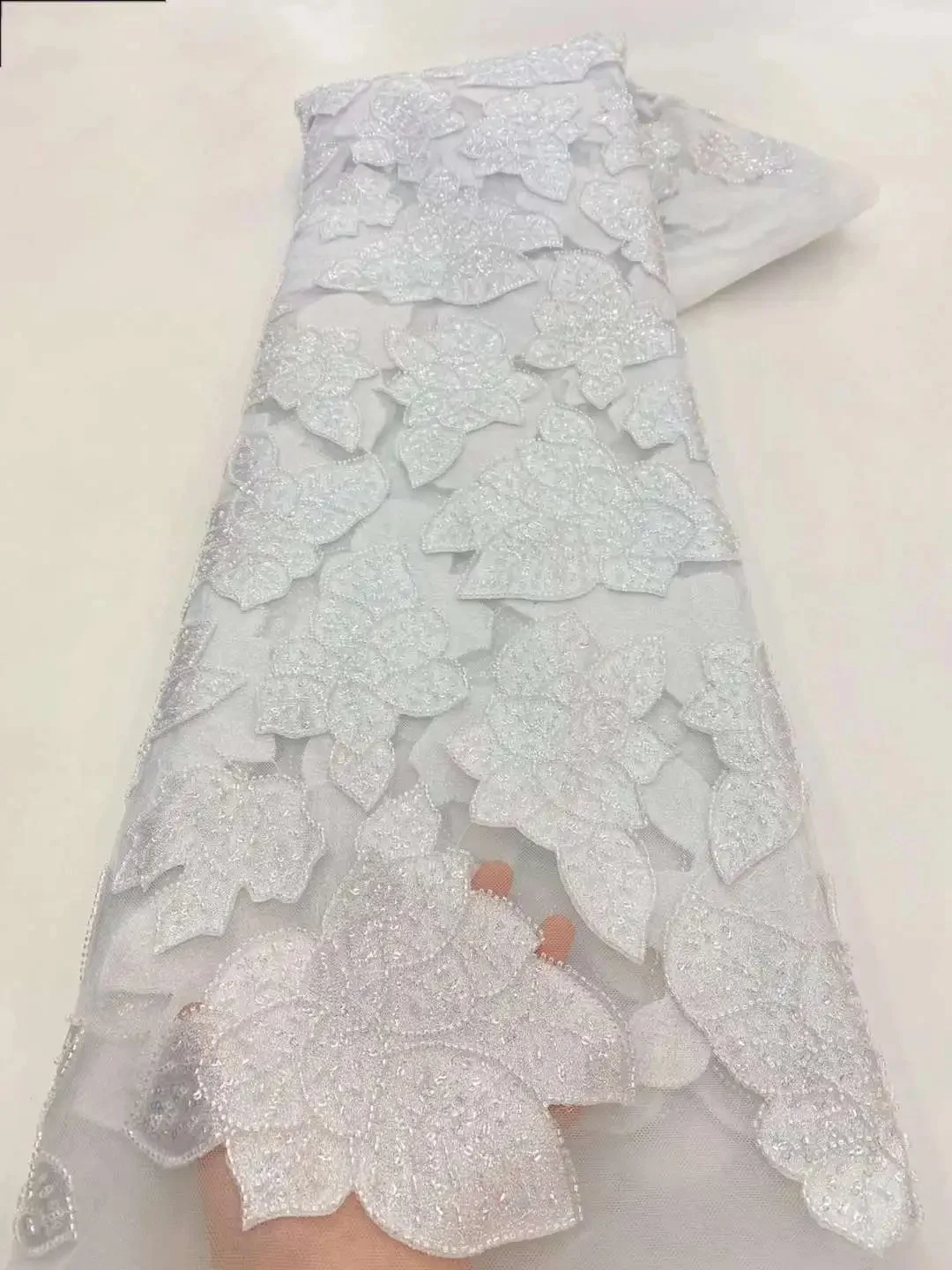 African Beaded Lace Tulle Fabric, Heavy Handmade, Swiss, Sequin Fabric, Nigerian Wedding, Prom Dress, Sew, High Quality, 2026