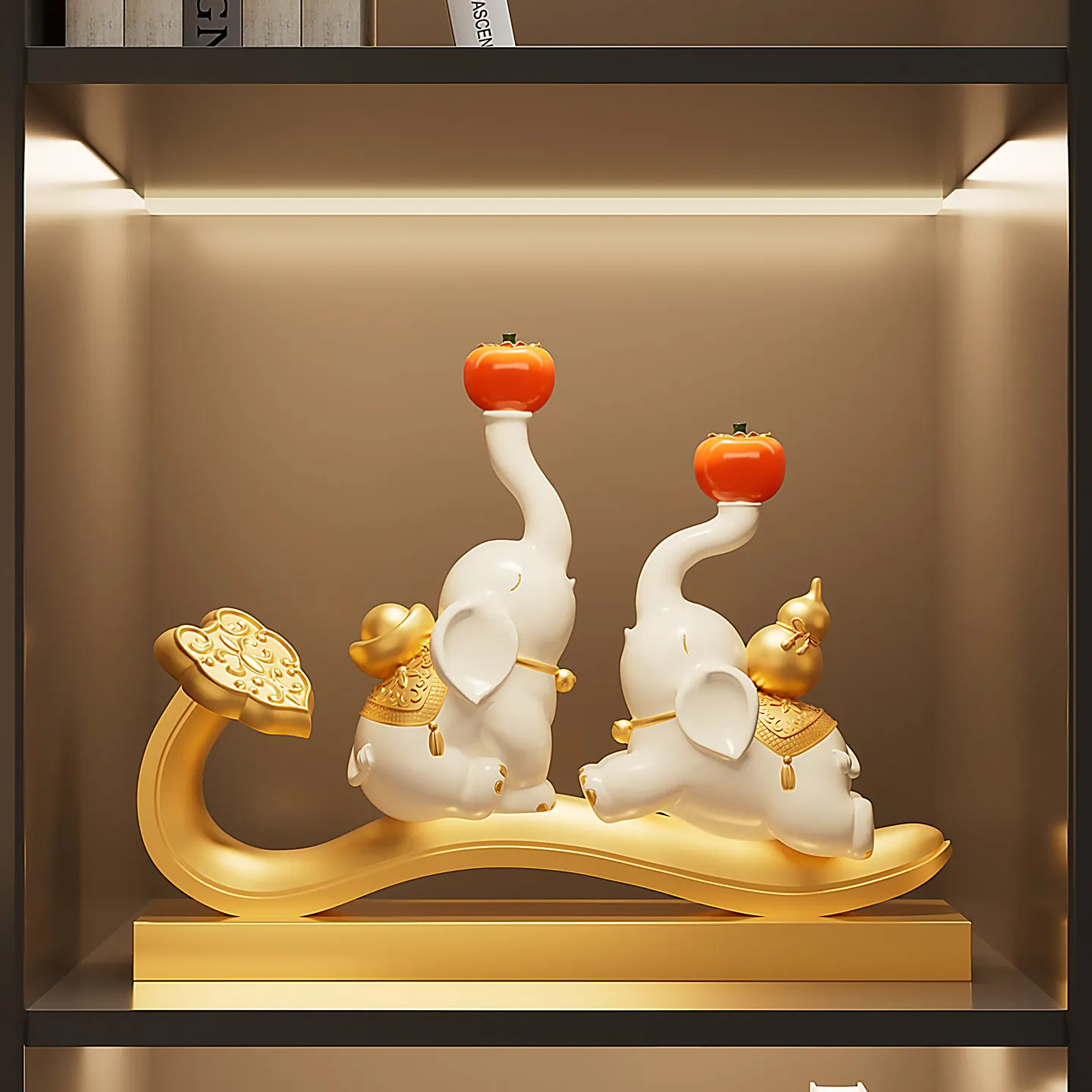 LMM persimmon ruyi elephant ornament living room light luxury high-end pair of decorations