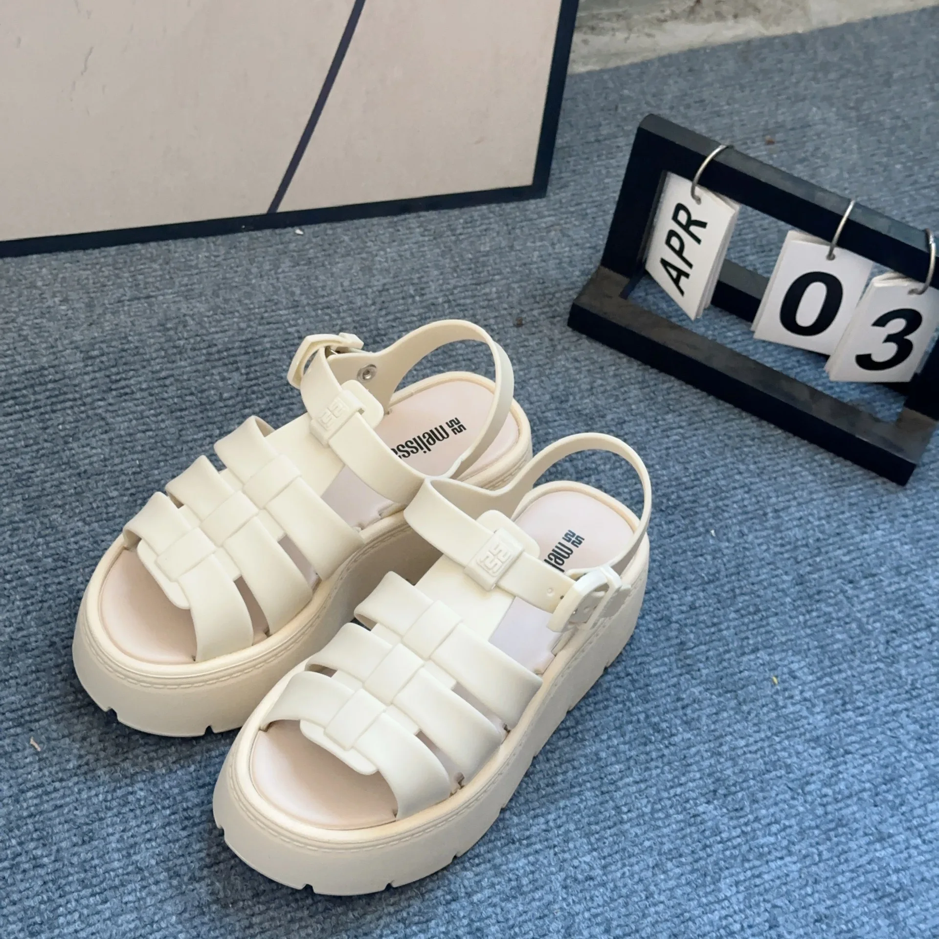 Mini Melissa Summer  Women\'s Thick Sole Slippers Ladies Fashion Candy Color Jelly Sandals Indoor Outdoor Beach Shoes Female