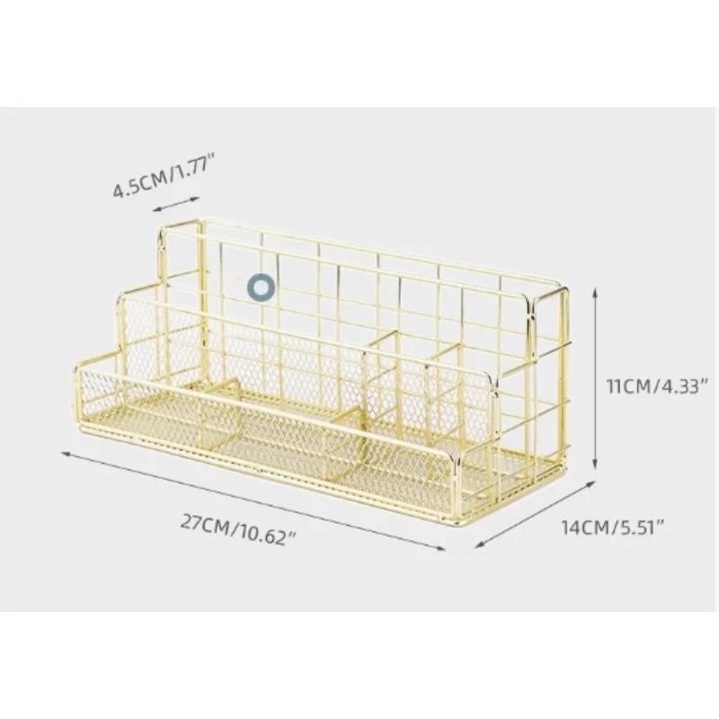 Pengatur File Desktop Logam Nordic Bergaya - Perlengkapan Kantor Multifungsi untuk Dokumen, Kosmetik & Alat Tulis, Fil Tahan Lama