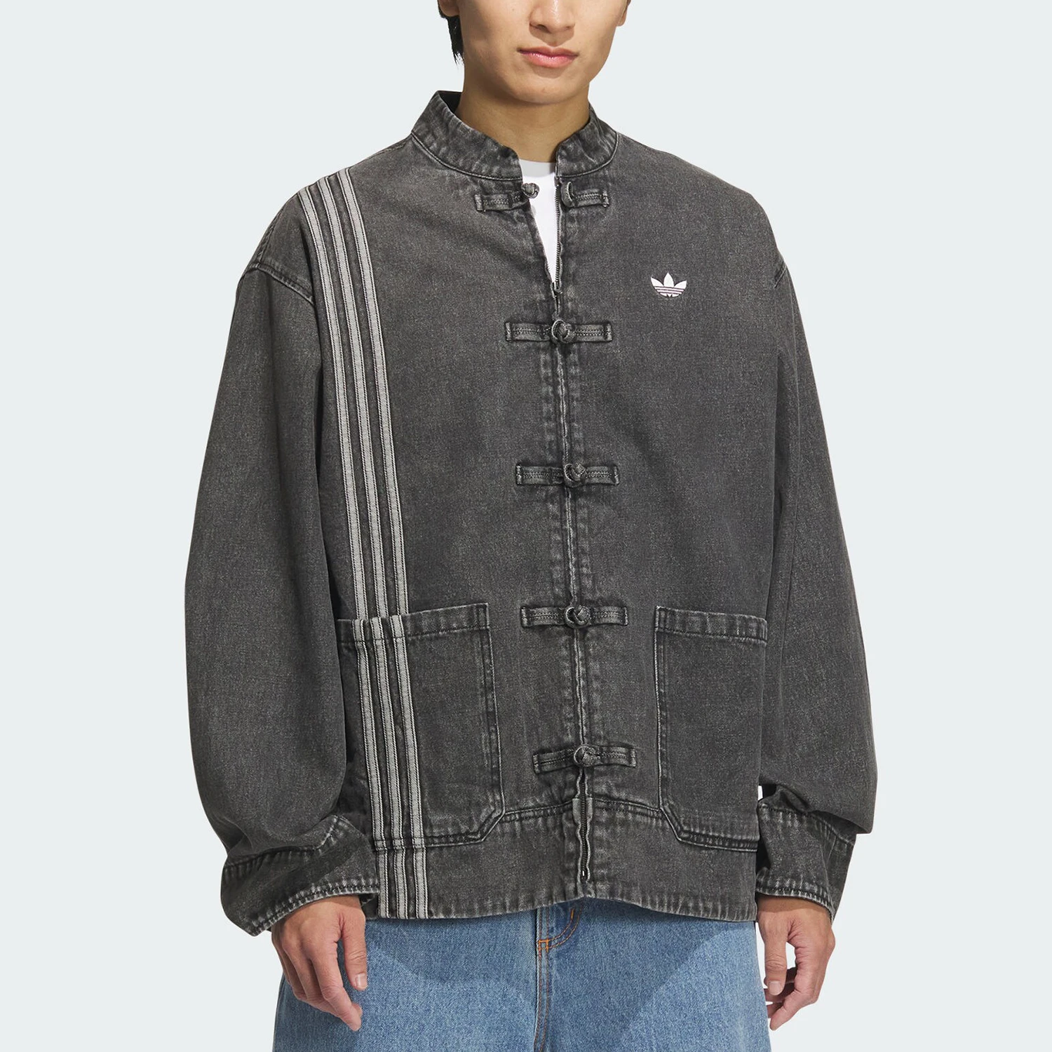 

Adidas genuine Unisex Stand Collar Denim Loose Tang Suit Jacket JY8275