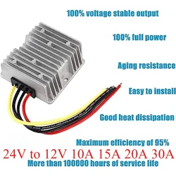 24V to 12V 10A 15A 20A 30A Step Down Converter 24V-12V DC DC Buck Voltage Regulator for Cars Boat Solar Switching Power Supply