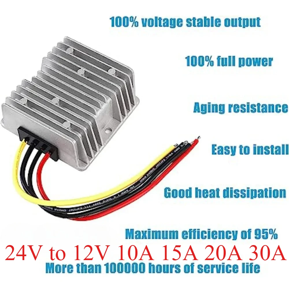 24V to 12V 10A 15A 20A 30A Step Down Converter 24V-12V DC Buck Voltage Regulator for Cars Boat Solar Switching Power Supply