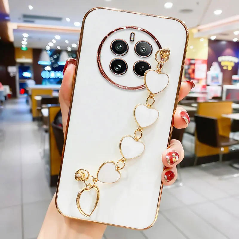 Loveสายรัดข้อมือสําหรับRealme12 5GชุบกันกระแทกสําหรับRealme 12 11 13 14 Pro Plus Reno10 13 Pro Protectorน่ารักกรณี