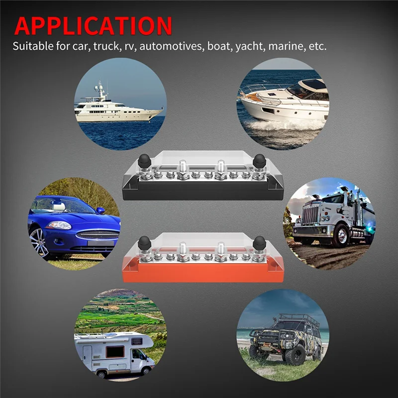 

AB46-Positive And Negative Bus Power Supply 12V Distribution Block M4/M6 Automotive Terminal Block Stud Marine Terminal Bus Dura