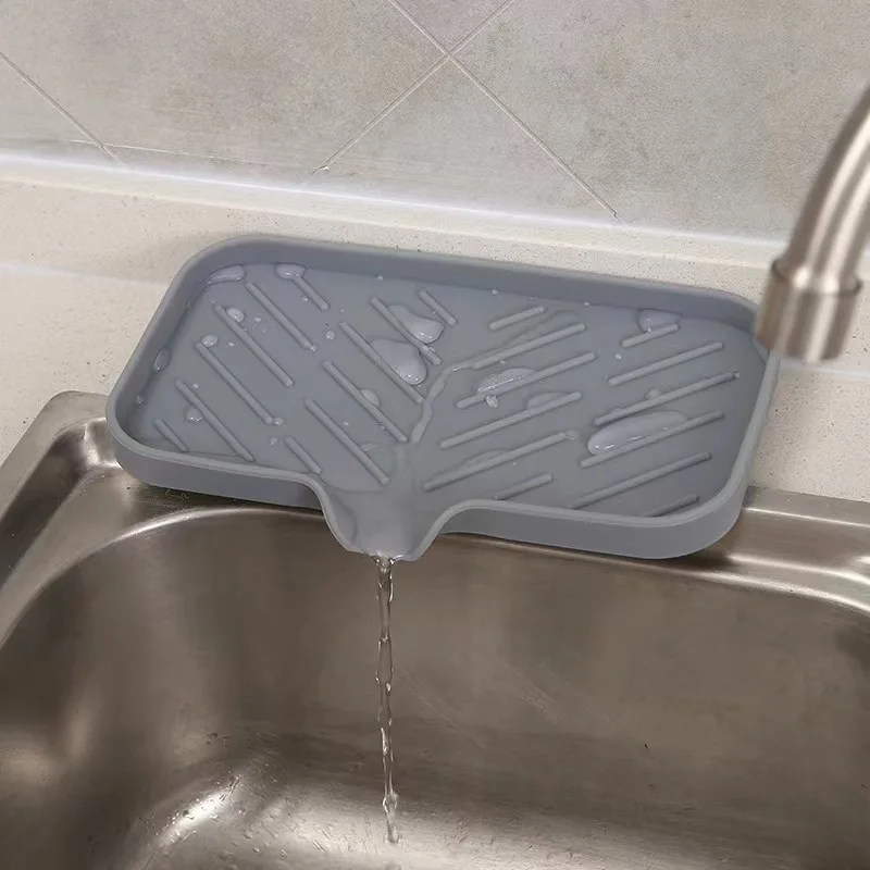 Sink Silicone Tray With Drain Soap Sponge Storage Holder Countertop Sink Scrubber Brush Soap Storage Rack Kitchen Organizer