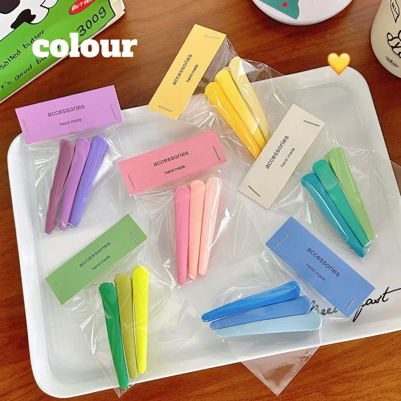 3pcs Korean candy colorLarge Makeup Hairpin Fixed Hair Duck Bill Bangs Clip Headwear Girlswomen  Hair Accessories