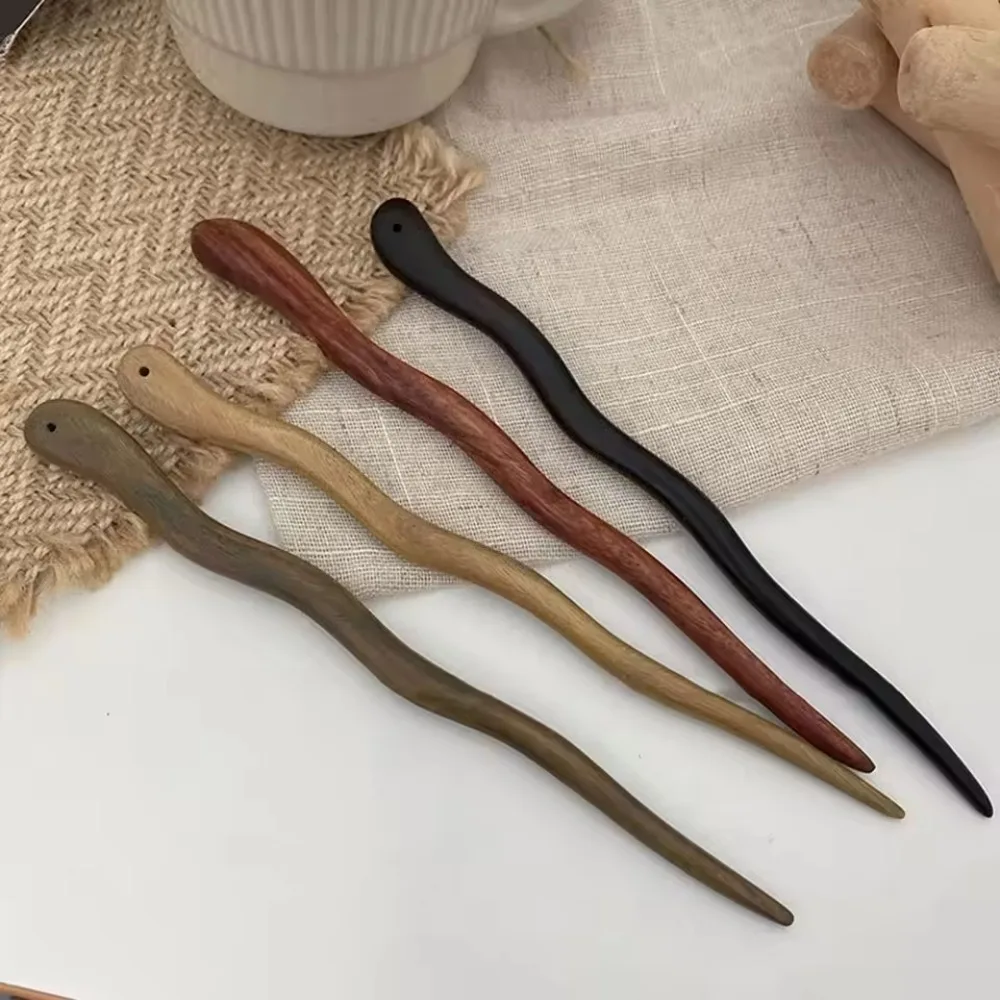 Vintage Chinese Style Elegant Wood Hair Stick For Women Girl Hairpins Simple Hair Fork Hanfu Cheongsam Headwear Hair Accessories