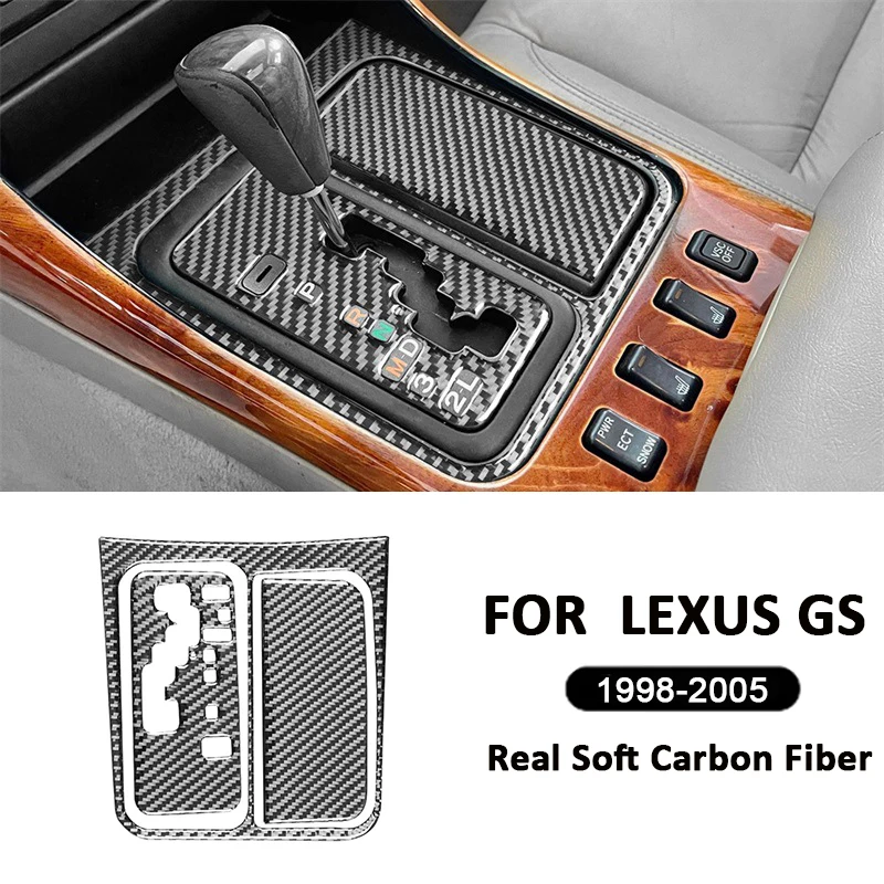 

For LEXUS GS 1998-2005 Carbon Fiber Car Gear Shifter Frame Panel Storage Box Trim Cover Interior Decoration Sticker Car Parts