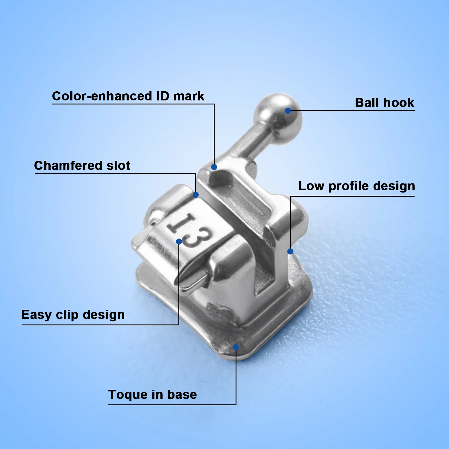 AZDENT Zahnspangen Selbstligierende Brackets mit Netzbasis 20 Stück Roth MBT 0.022 Haken 345 mit Werkzeug Zahnmedizinisches Material – Detail 4