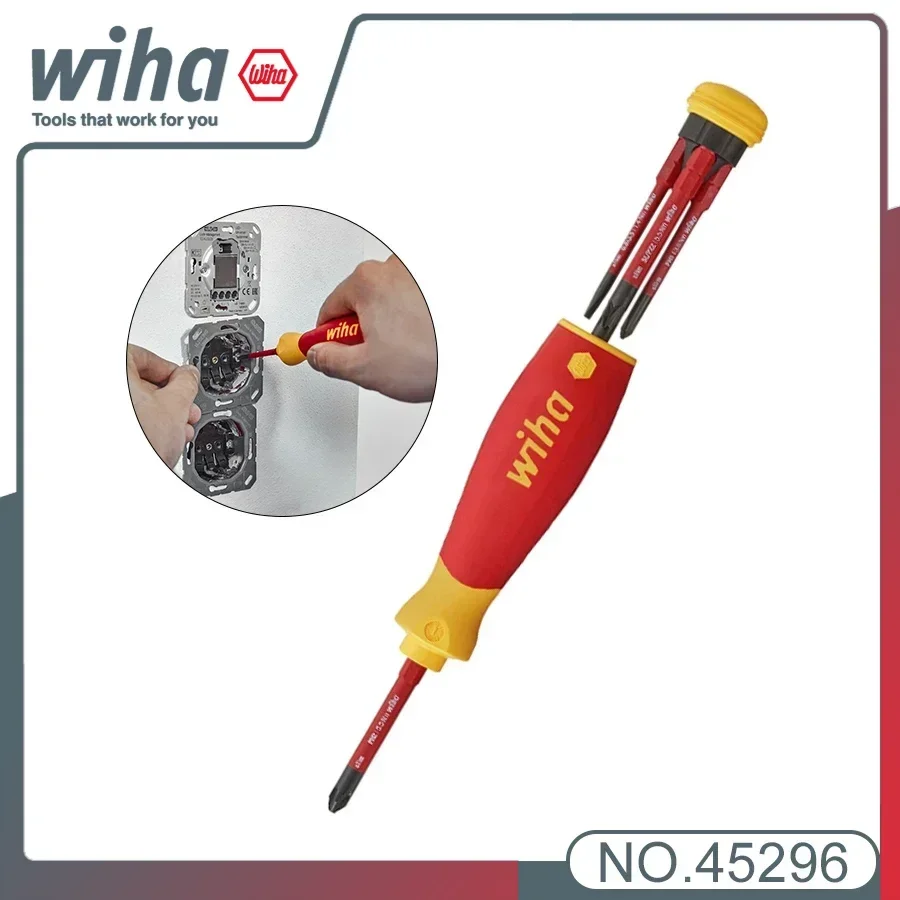 

Genuine WIHA 45296 4 In 1 Multifunctional Insulated Screwdriver with Bit Magazine PocketMax Electric for Phillips Slotted Pozidr