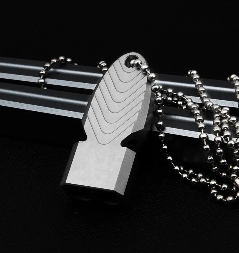 EDC Titanium Alloy Portable Keychain Treble Whistle Pendant Outdoor Survival