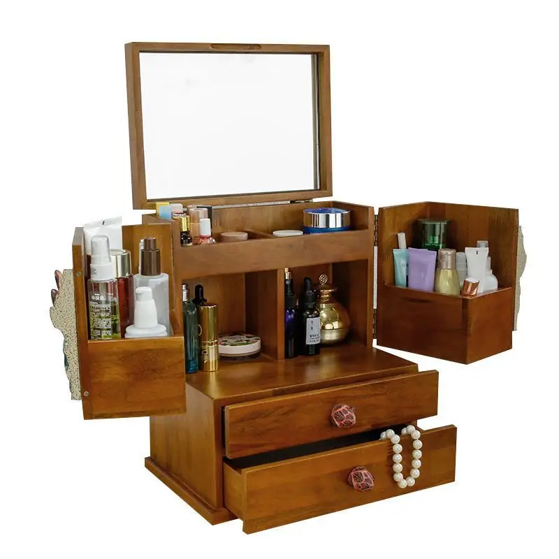 

Cosmetics Storage Box Wooden Household Drawer Skin Care Products Desktop Shelf Lipstick Jewelry Dresser