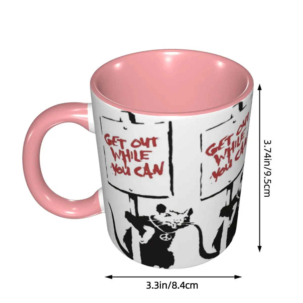 Get Out While You Can Banksy Graffiti Mug Funny Ceramic Coffee Cups Tea Mugs Milk Cup Drinkware Gift for Woman Man DIY Custom