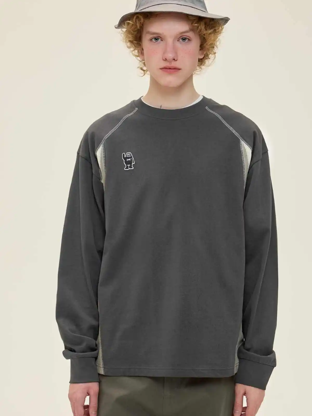 

Ретро-американский свитшот с цветными блоками, свободный повседневный свитшот с круглым вырезом, парная футболка, осенне-зимняя модная уличная одежда