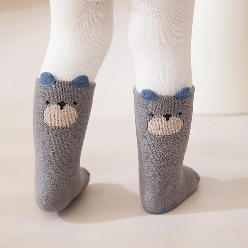New Cartoon Anti Slip Baby Floor Sock Autumn Winter Soft Toddler Fleece Antibacterial Warm Socks Girl Infant Boy Boneless Socks