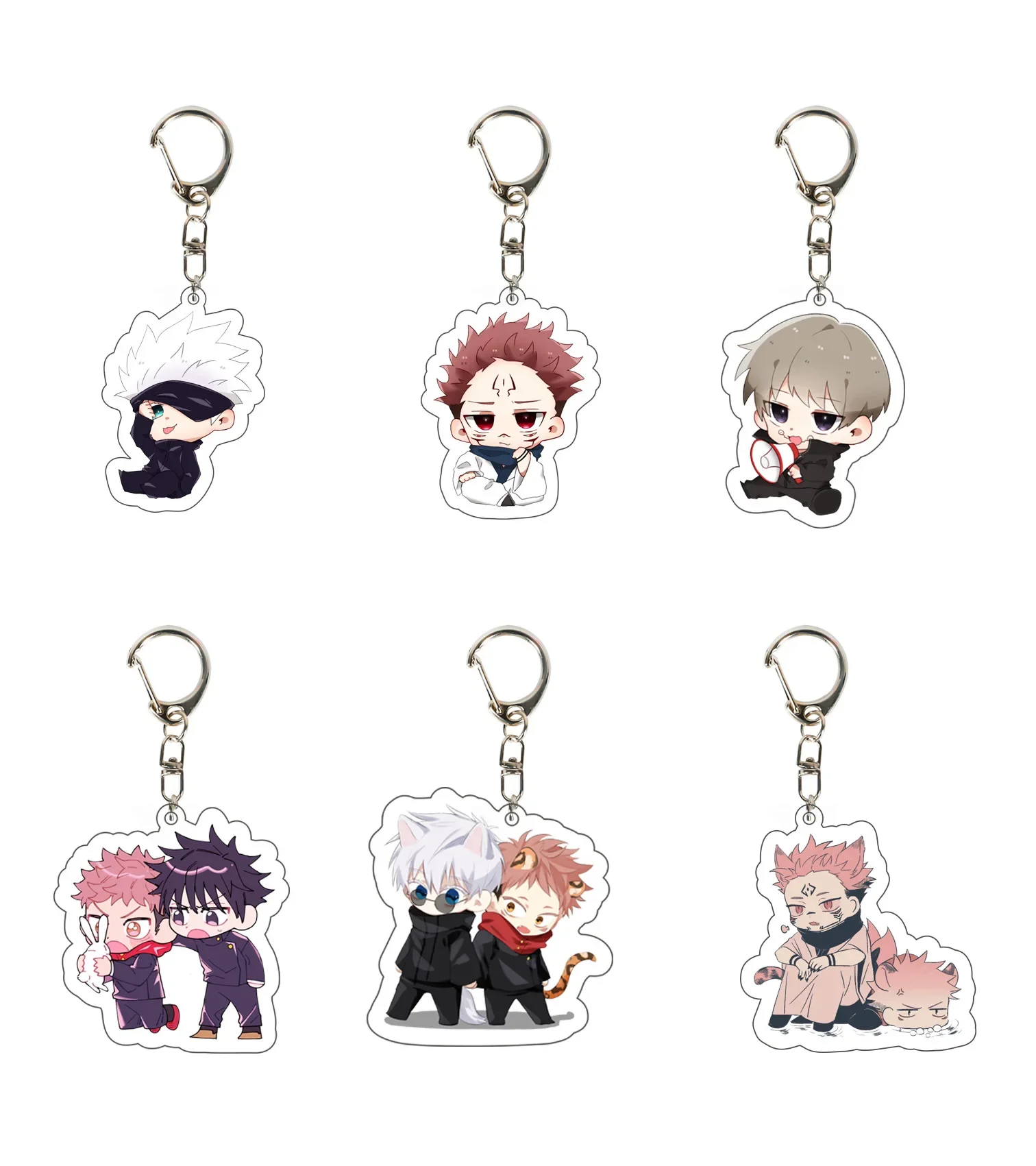 Two Sides Acrylic Keychain Anime Jujutsu Kaisen Theme Gojo Satoru Yuji Itadori Kugisaki Nobara Figure Pendant Keyring Jewelry