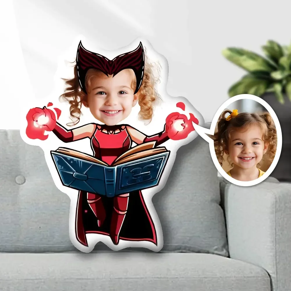 Personalizado Super-heróis Travesseiro para a Menina, Bonecas Almofada, Photo Face, Creative Gift Brinquedos, Minime, personalizado, Wondergirl