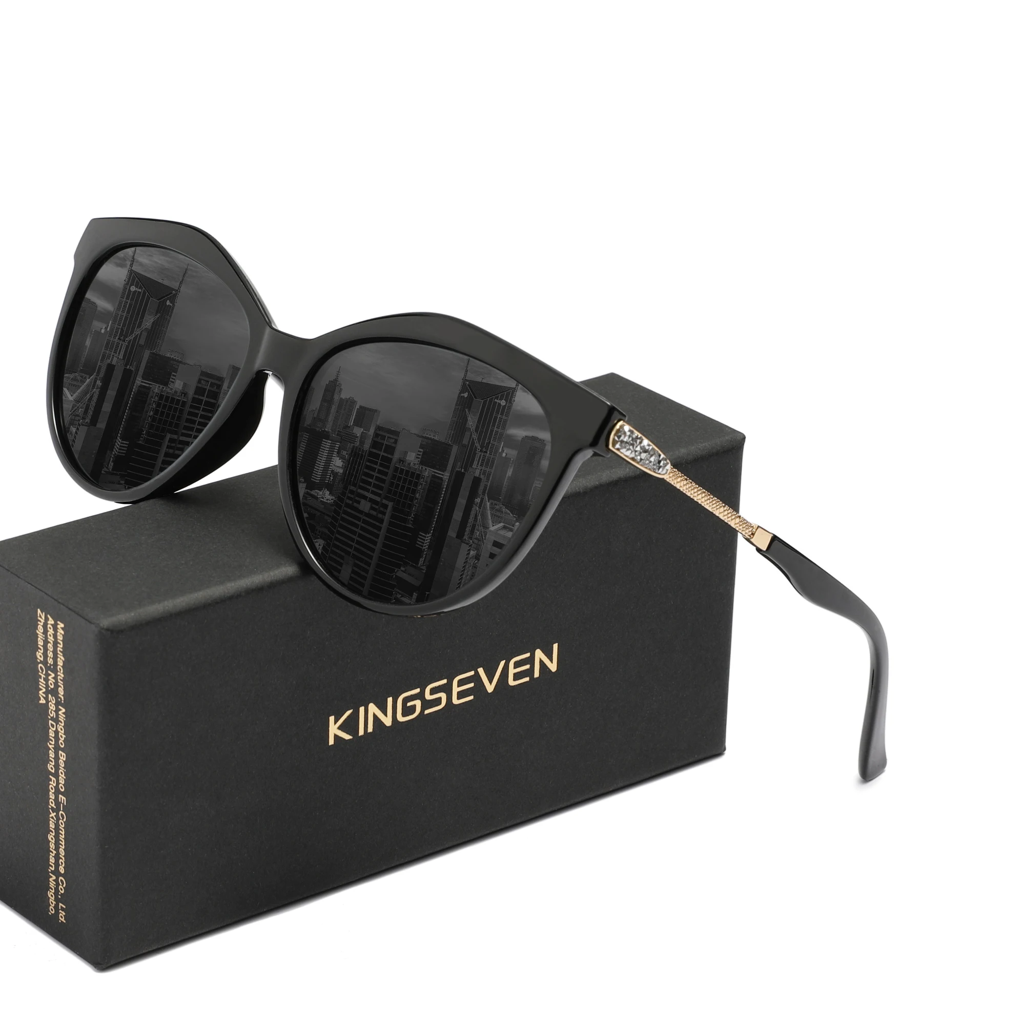 

KINGSEVEN Cat Eye Retro Women's Glasses Big Frame Luxury Design Sunglasses Polarized UV400 Lens Glasses Butterfly Eyewear