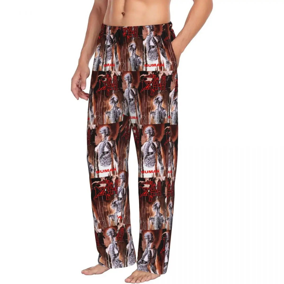 Custom D-Deathes Human Pajama Pants for Men Lounge Sleep Drawstring Sleepwear Bottoms with Pockets