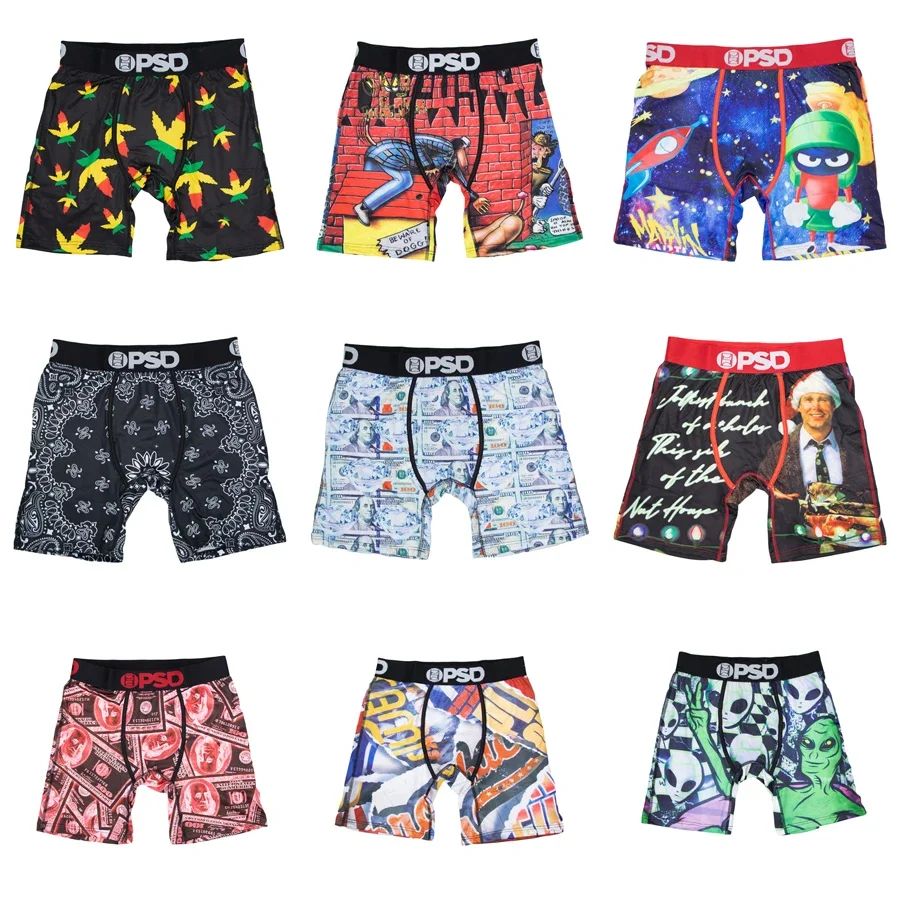 1Pcs Sexy Men Underwear Boxers Men's Panties Lingerie Breathable Printed Male Underpants Plus Size Man Boxer Briefs Mens Trunks