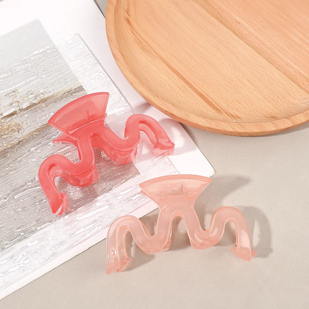 Korean Pink Jelly Hair Claw Clip for Women Girl Plastic Large HairClaw Clip Crab Women\'s Gig Clips Claws Girl Hair Accessories