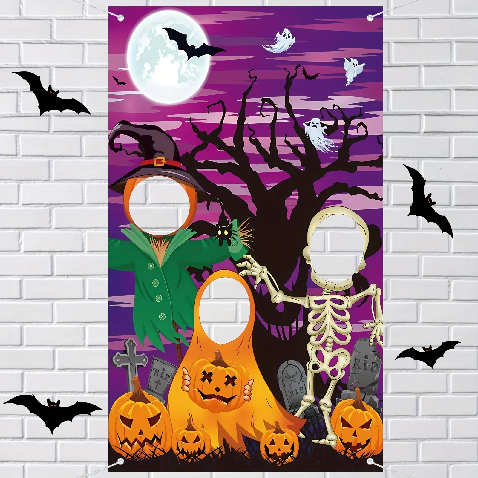 1 stücke Halloween Spaß Foto Hintergrund Tuch Kürbis Skelett Hexe Halloween Party Dekorative Requisiten Spaß party dekoration