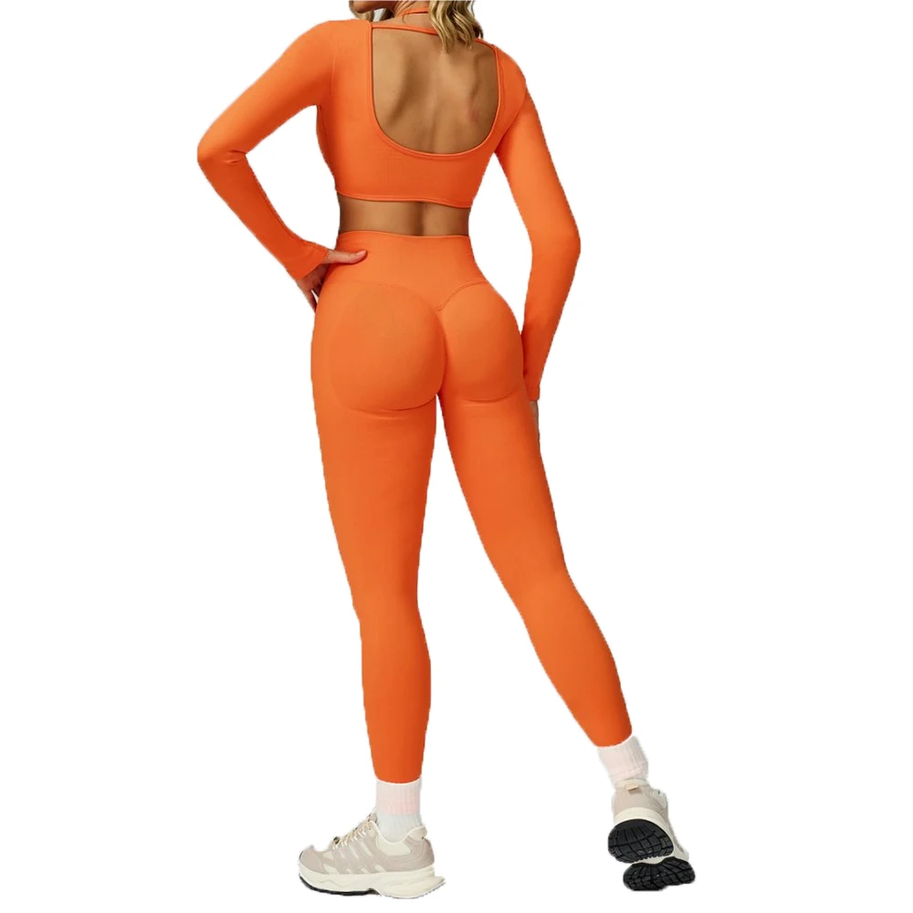 

2PCS Yoga Set Women Gym Fitness Workout Set Sportswear Female Long Sleeve Crop Top High Waist Leggings Sports Suit Yoga Clothing