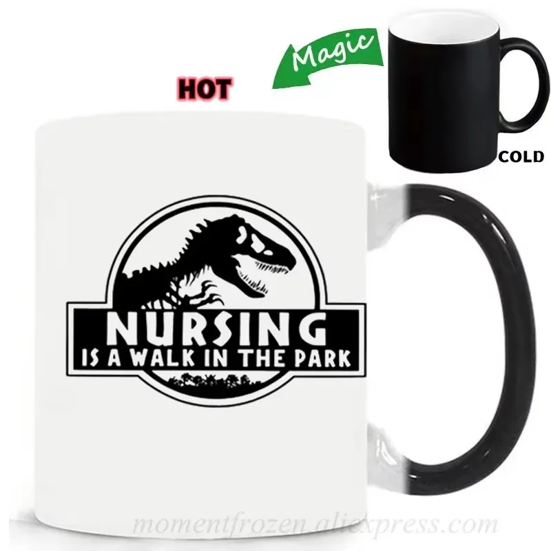 Funny Dinosaur Mugs Hospital Nurse Coffee Cups Office Coworker Coffeeware Doctor Gifts Home Decal Milk Beer Drinkware Teaware