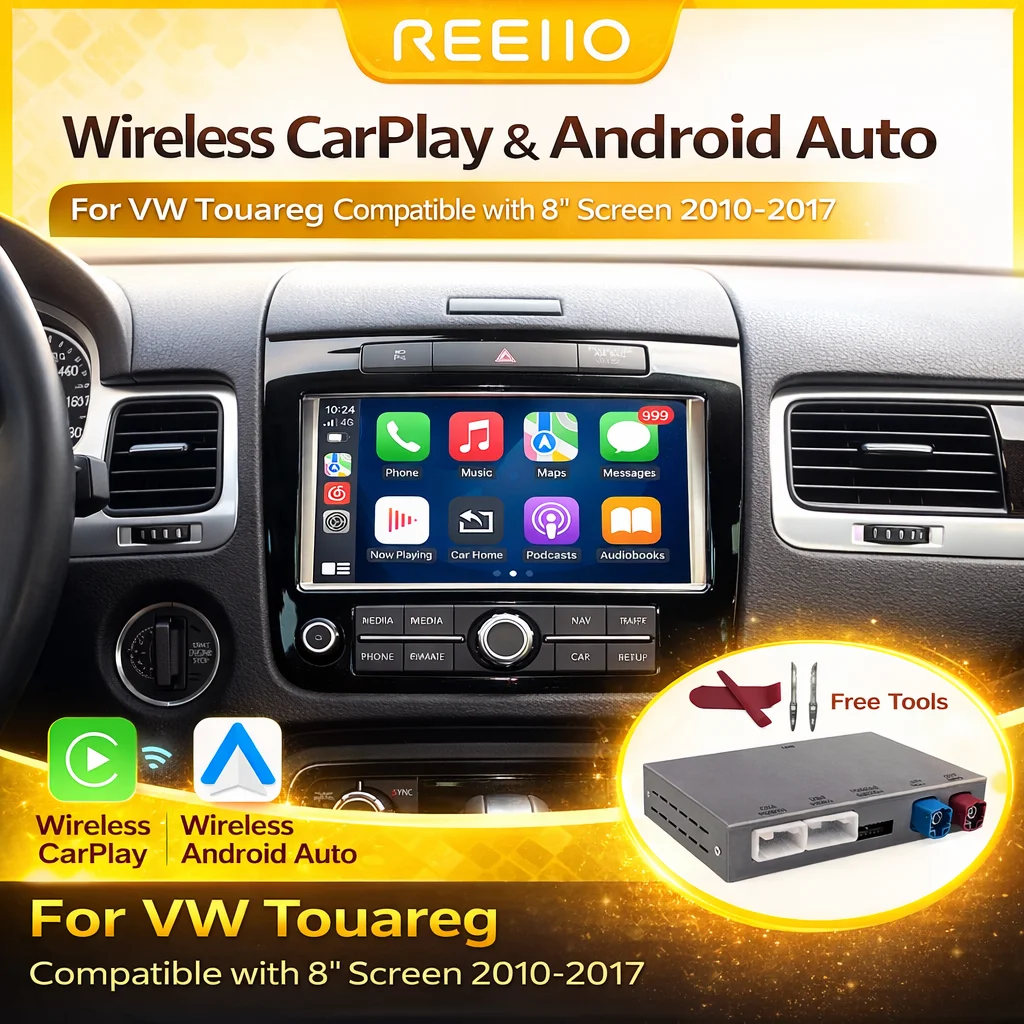 Adaptateur sans fil Carplay Android Auto pour VW Touareg RNS850 écran 8 pouces 2011-2017, compatible Bluetooth, Mirror Link, Airplay, GPS