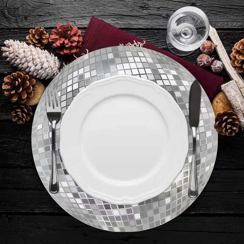 10/20 Stück runde Einweg-Tischsets mit Disco-Kugel-Motiv für Geburtstag, Hochzeit, Tischdekoration, Brautparty, Junggesellenabschied, Partyzubehör
