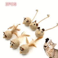 3pcs Hemp Rope Mouse Cat Toy Set Cat Interactive Toys Feather Bell Toy Durable Pet Supplies Puzzle Teasing Cat Interactive Toy