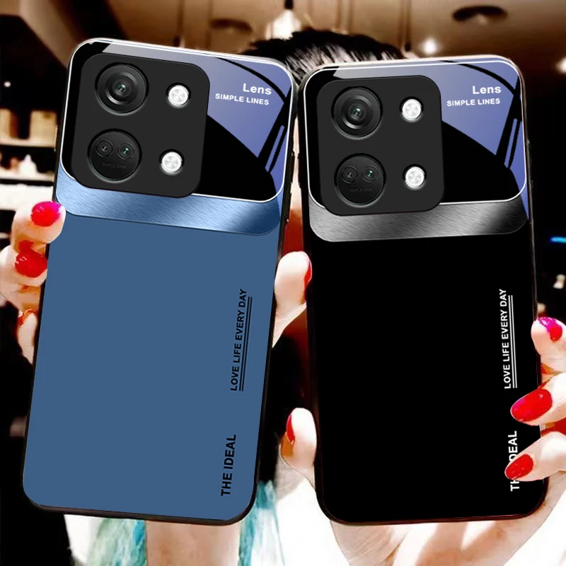 Big Window Powder For OnePlus Nord 3 5 6T 7 Pro 8 12 10T Reno8 Lite 5G 10R Nord N30 Hard Shell Tempered Glass Phone Case Black